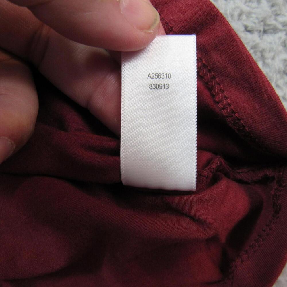 Denim & Co‎ Shirt Womens Medium Red Black Faux Leather Shoulder Long Sleeve Top - Picture 5 of 9